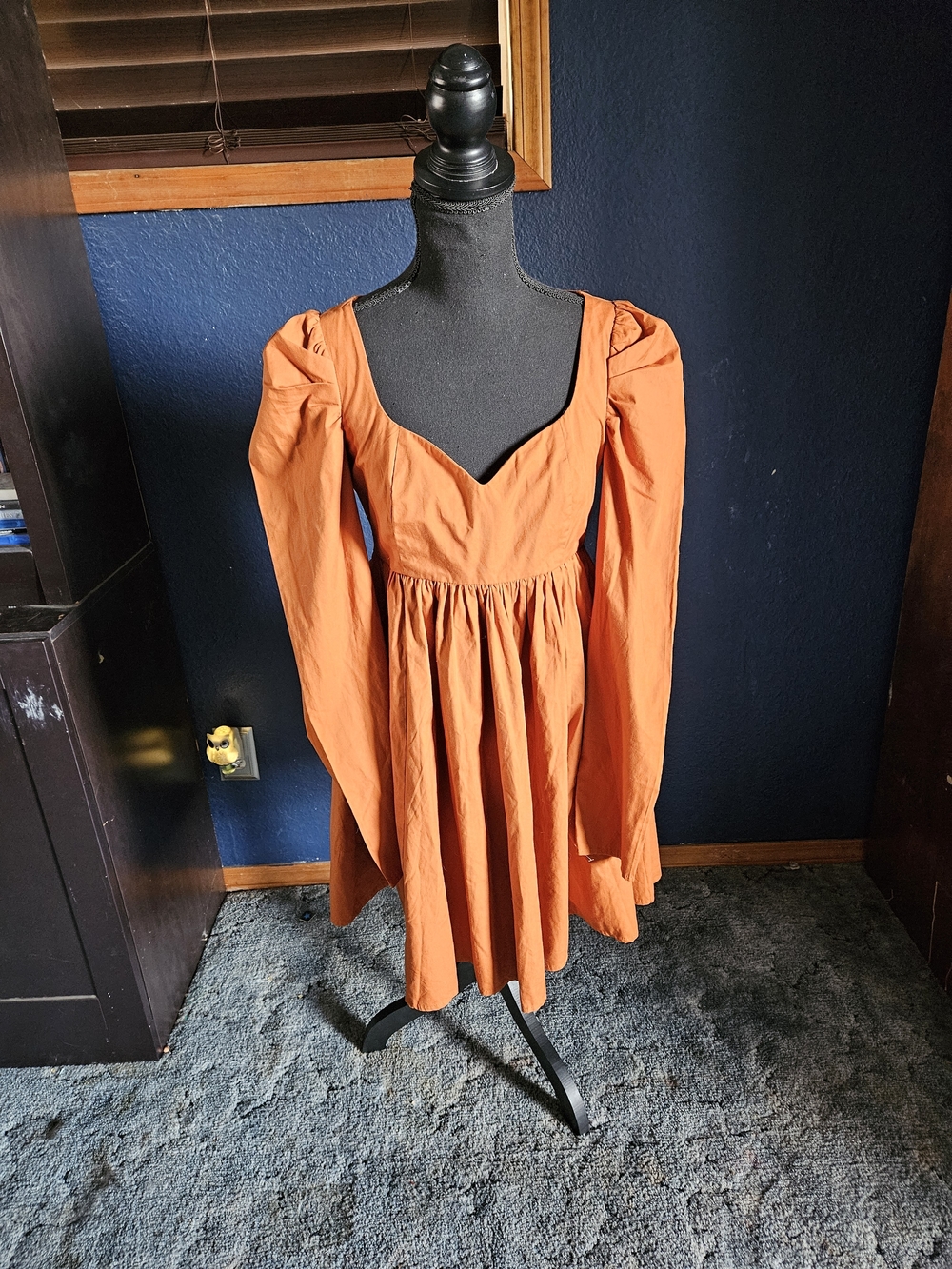 Abercrombie & Fitch Orange Puff Sleeve Sweetheart Mini Dress size small